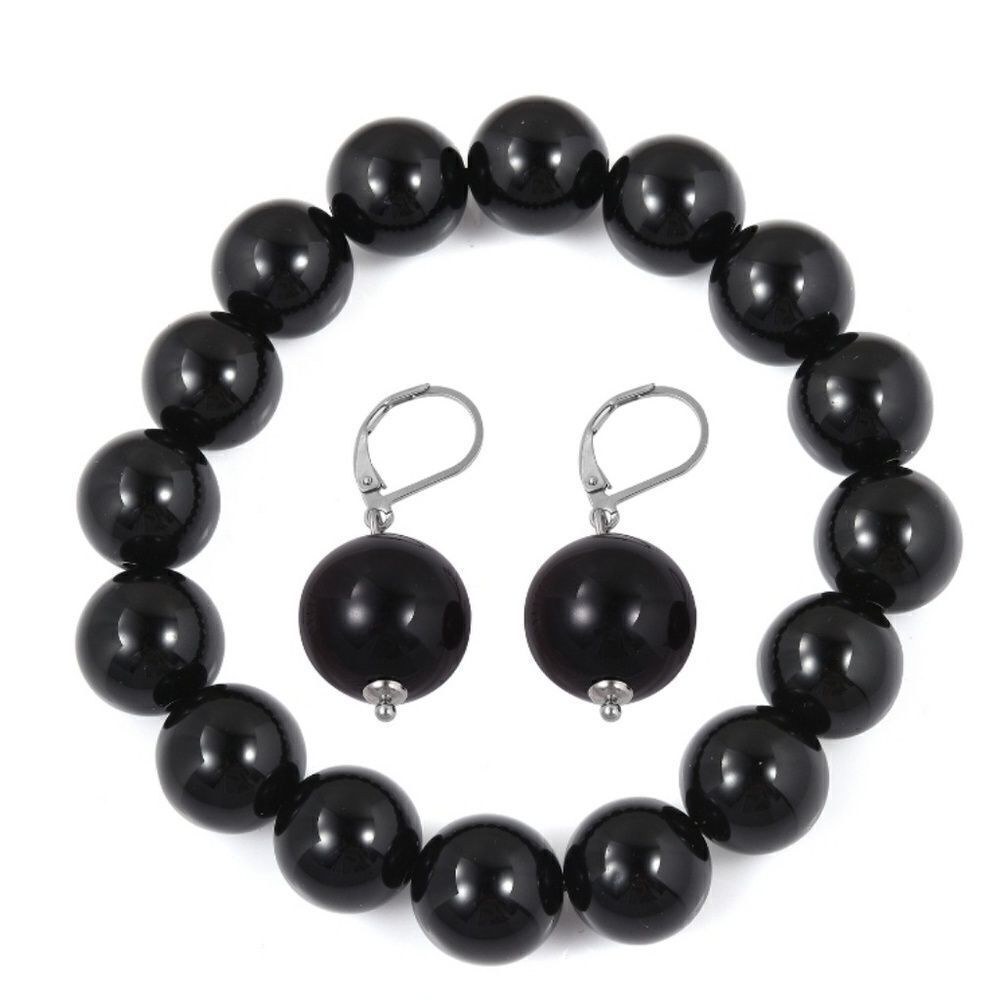Black Bracelet and Earrings